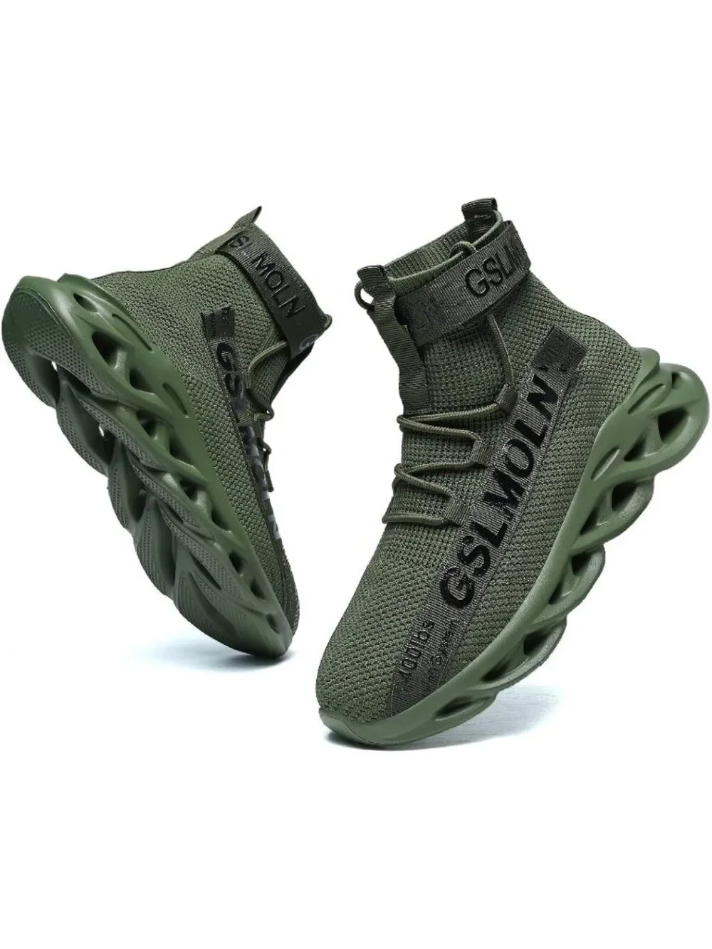 🆕Men's Green High Top Sneakers Breathable Gym Athletic Running Walking Tennis